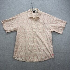Le Jean De Marithe Francois Girbaud Shirt Mens XXL Red Tan Paisley Short Sleeve